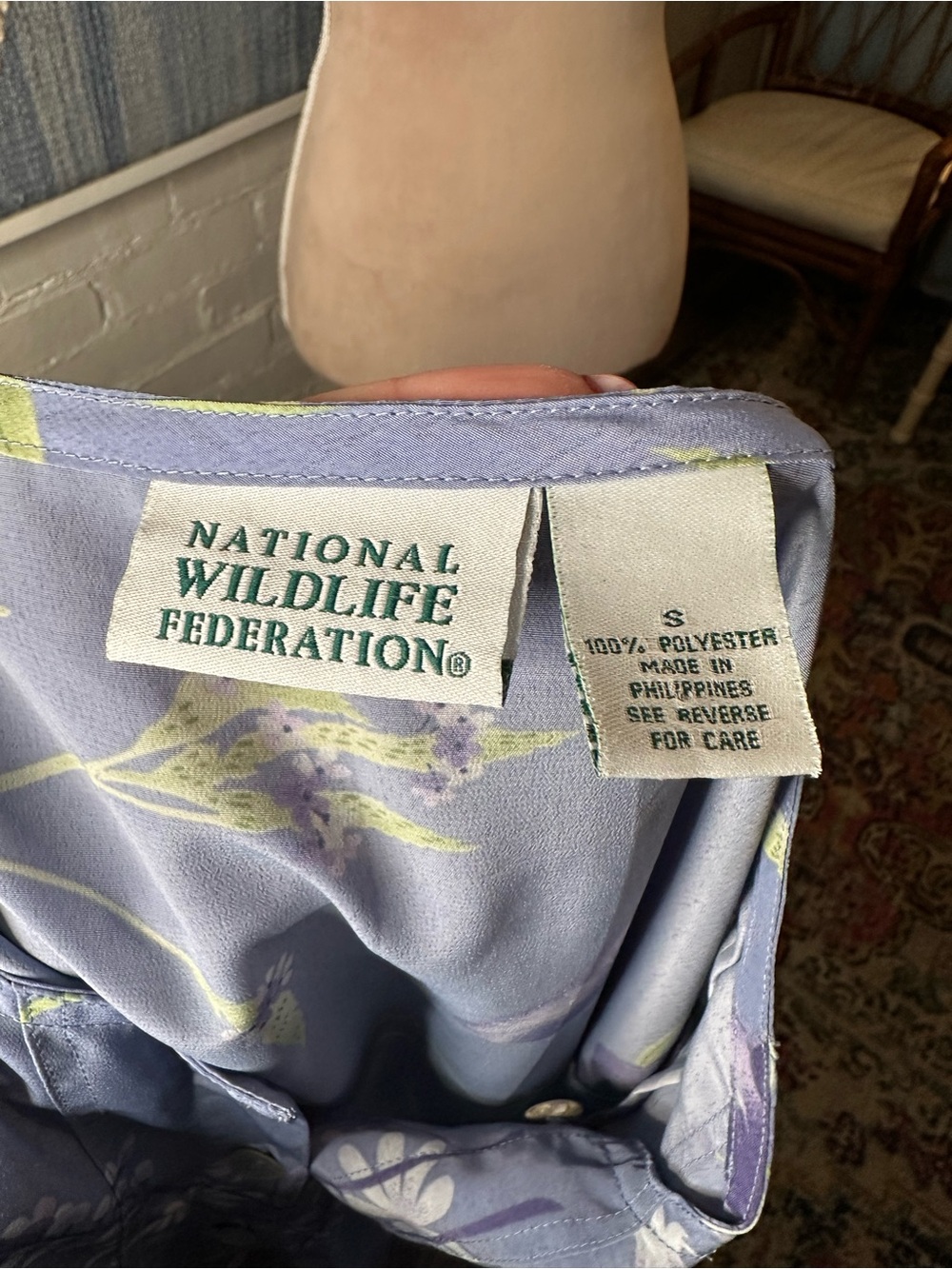 National Wildlife Federation 80s/90s Light Blue Floral Button Up Dress - Picture 12 of 12